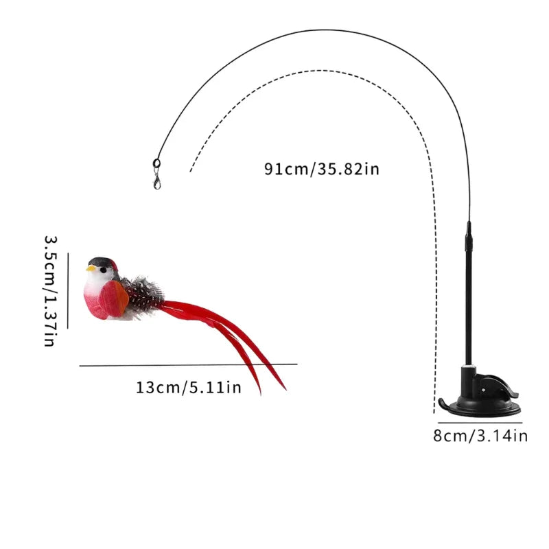 Interactive Self-Play Cat Wand - Suction Base Bouncing Teaser