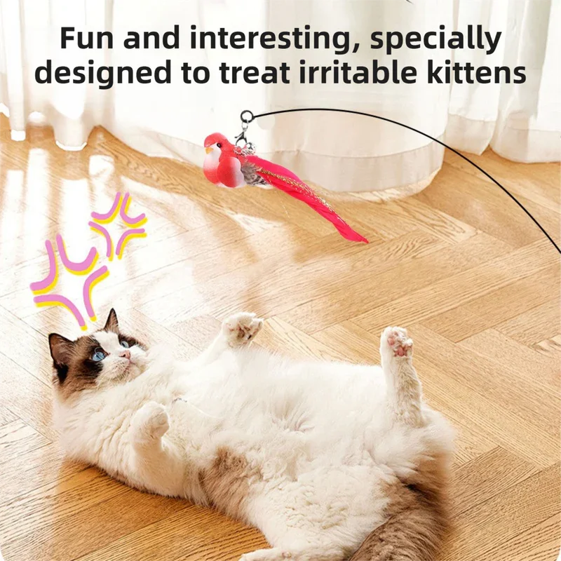 Interactive Self-Play Cat Wand - Suction Base Bouncing Teaser