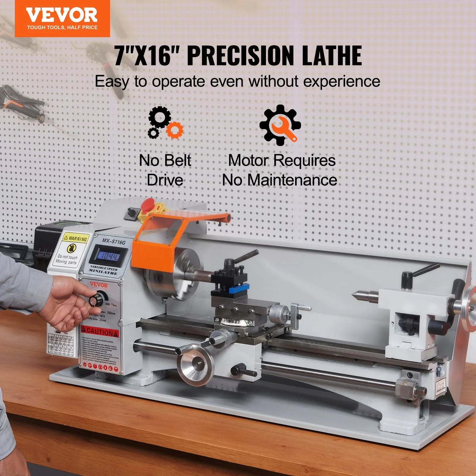 VEVOR Mini Metal Lathe 180x400mm 800W 150-2500 RPM Benchtop