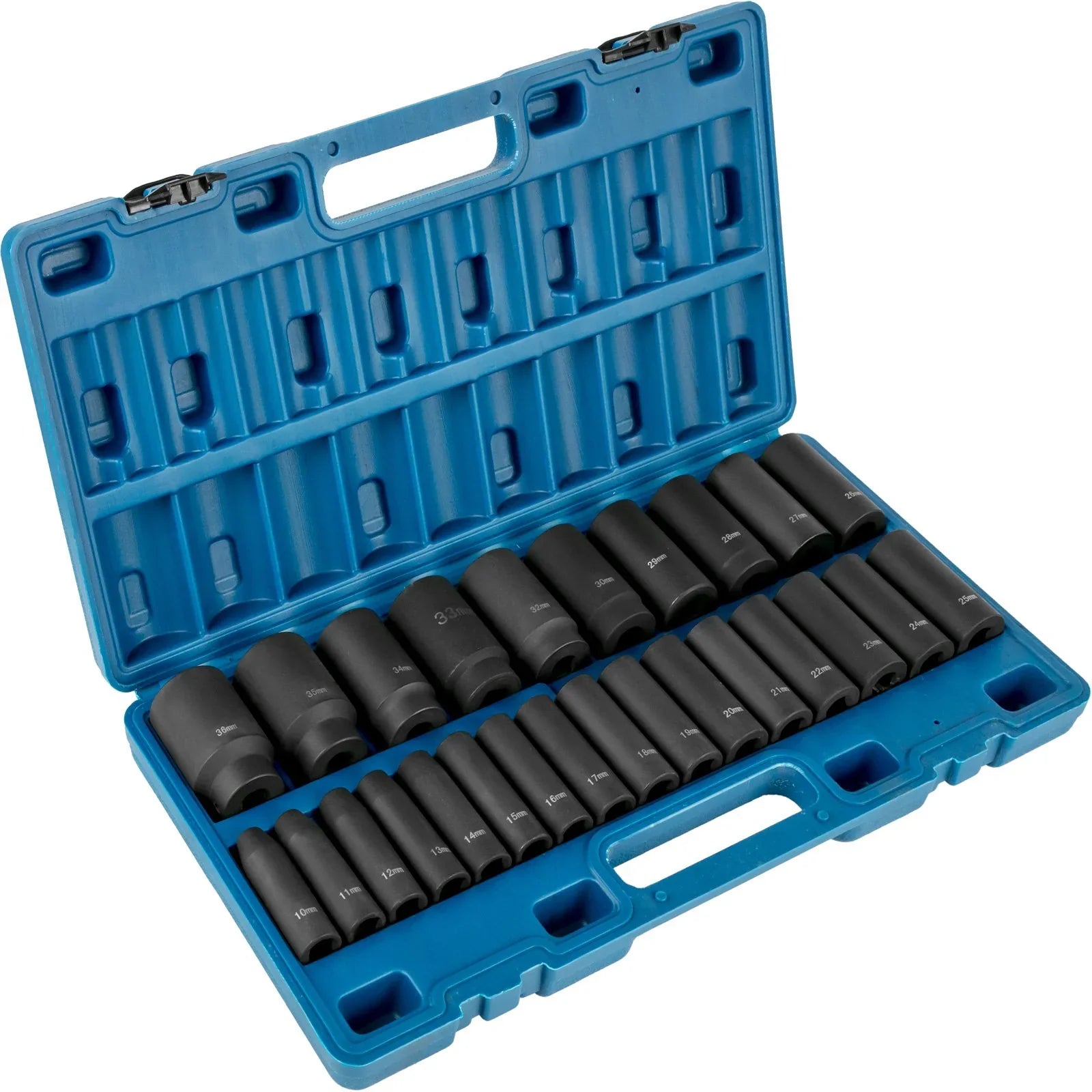 VEVOR 26pc 1/2" Drive Impact Socket Set Metric 10-36mm Deep 6-Point