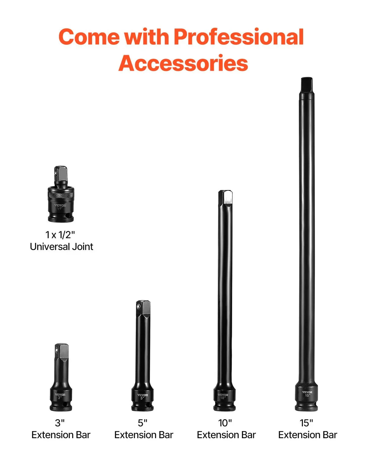 VEVOR 43pc Impact Socket Set 6-Point Metric 9-30mm Standard Deep