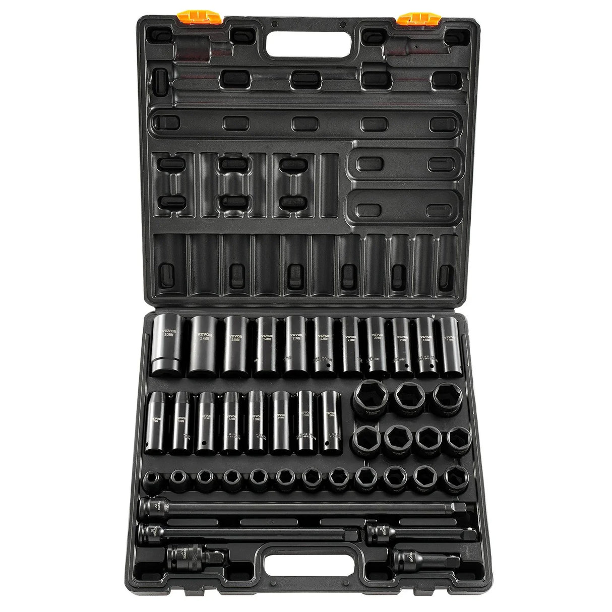 VEVOR 43pc Impact Socket Set 6-Point Metric 9-30mm Standard Deep