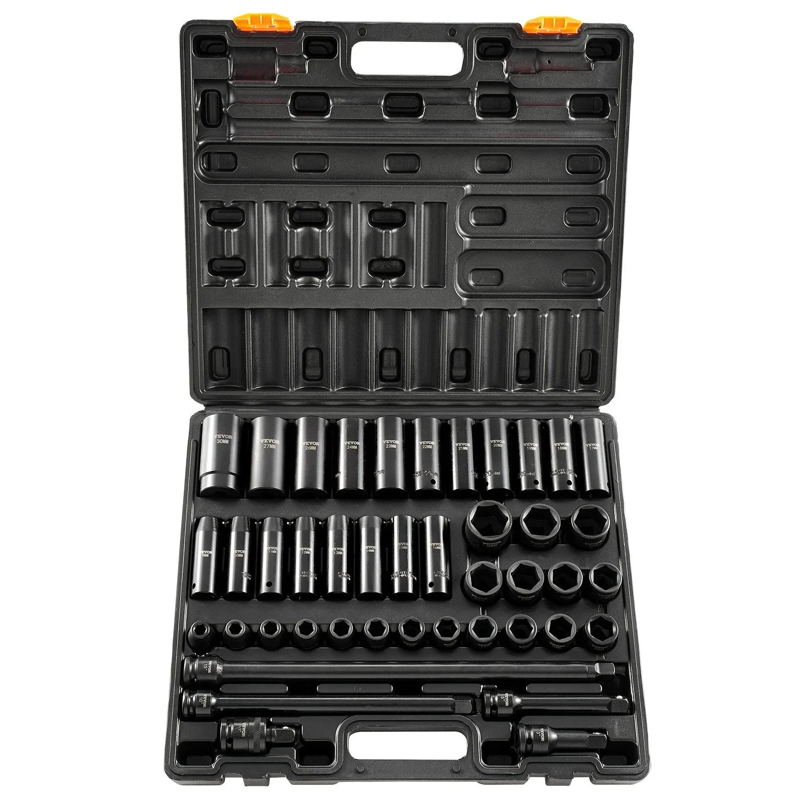 VEVOR 43pc Impact Socket Set 6-Point Metric 9-30mm Standard Deep