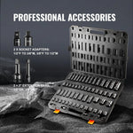 VEVOR 59pc Impact Socket Set 3/8" 1/2" Drive 6-Point Ratchet Kit