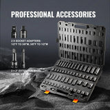 VEVOR 59pc Impact Socket Set 3/8" 1/2" Drive 6-Point Ratchet Kit