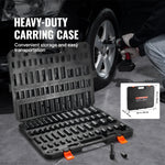 VEVOR 59pc Impact Socket Set 3/8" 1/2" Drive 6-Point Ratchet Kit
