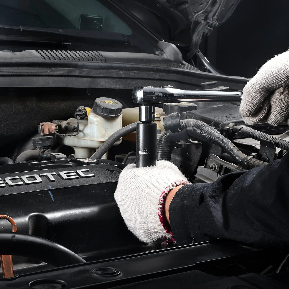 VEVOR 59pc Impact Socket Set 3/8" 1/2" Drive 6-Point Ratchet Kit