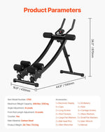 Adjustable ab exercise bench t700 with digital display, black carbon steel, product dimensions