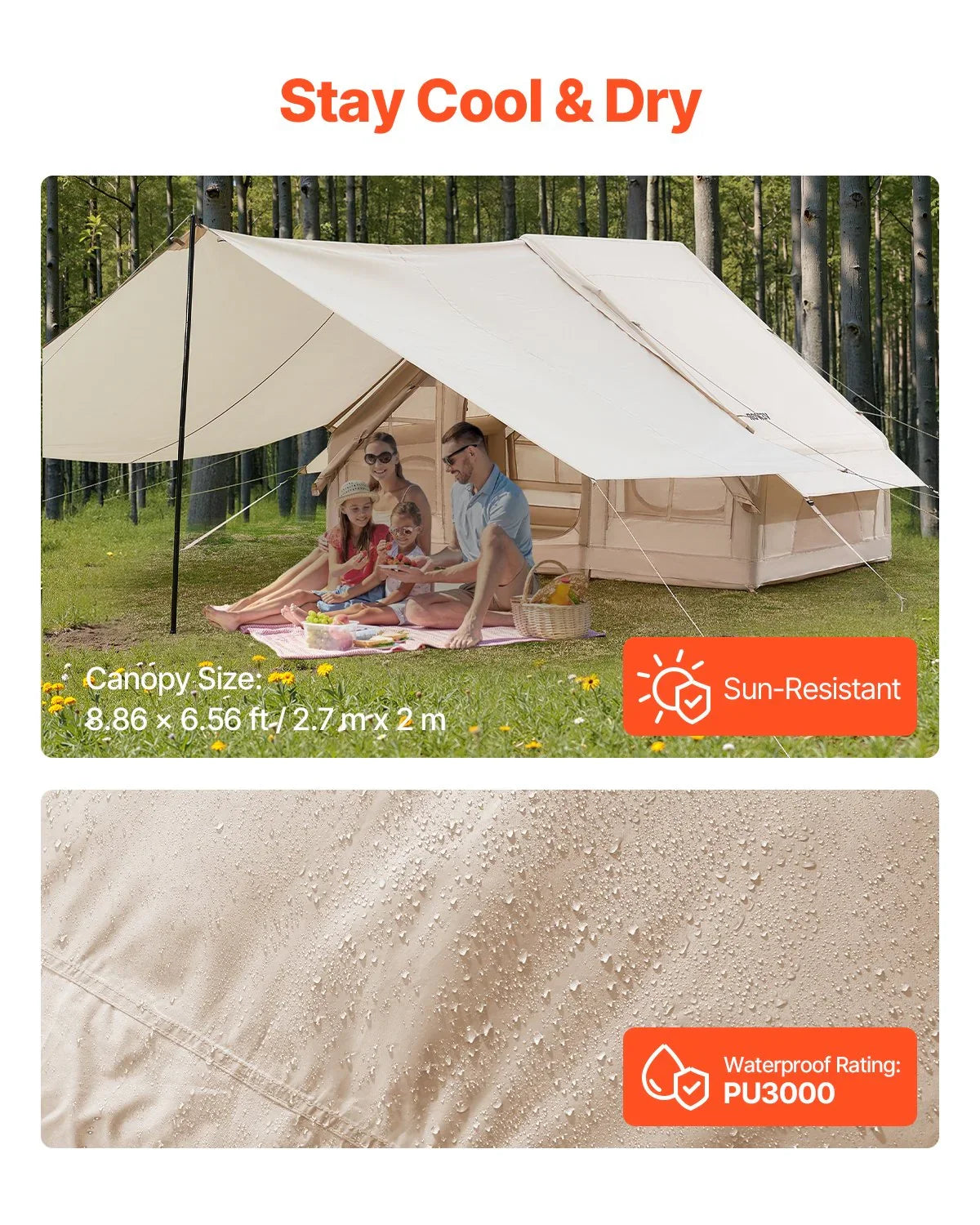 VEVOR Inflatable Camping Tent 3-5 Person Easy Setup Blow Up 4 Season Glamping