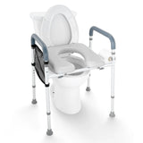 VEVOR Raised Toilet Seat, 7-Position Height Adjustment 655-805 Mm, 158.7 kg Weight Capacity, with Comfort Padded Aluminum Frame, Universal Toilet Seat Riser, for Elderly, Handicap, Pregnant, Medical