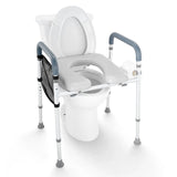 VEVOR Raised Toilet Seat, 7-Position Height Adjustment 655-805 Mm, 158.7 kg Weight Capacity, with Comfort Padded Aluminum Frame, Universal Toilet Seat Riser, for Elderly, Handicap, Pregnant, Medical