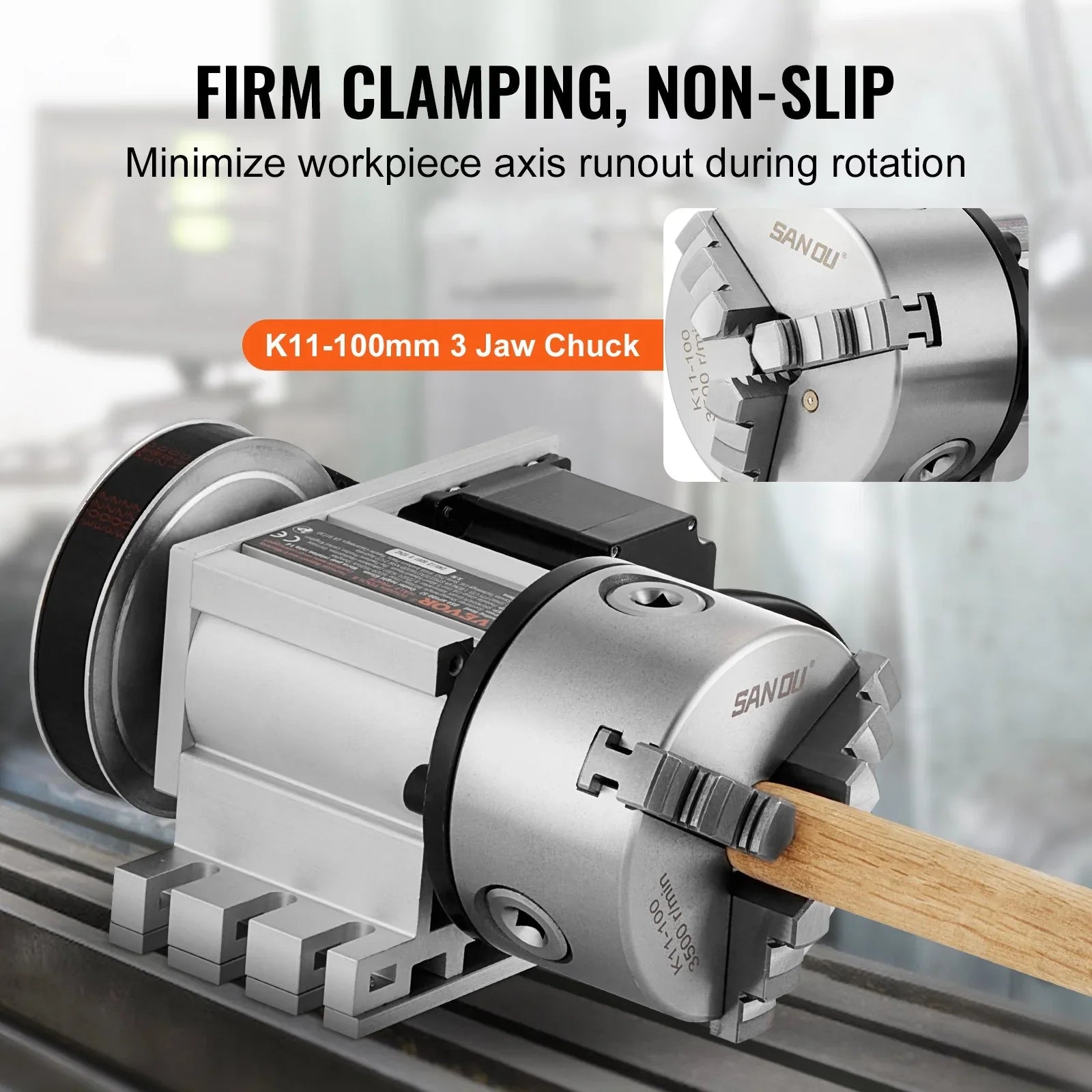 VEVOR Dividing Head 100mm 3-Jaw Chuck CNC 4th Axis Rotational