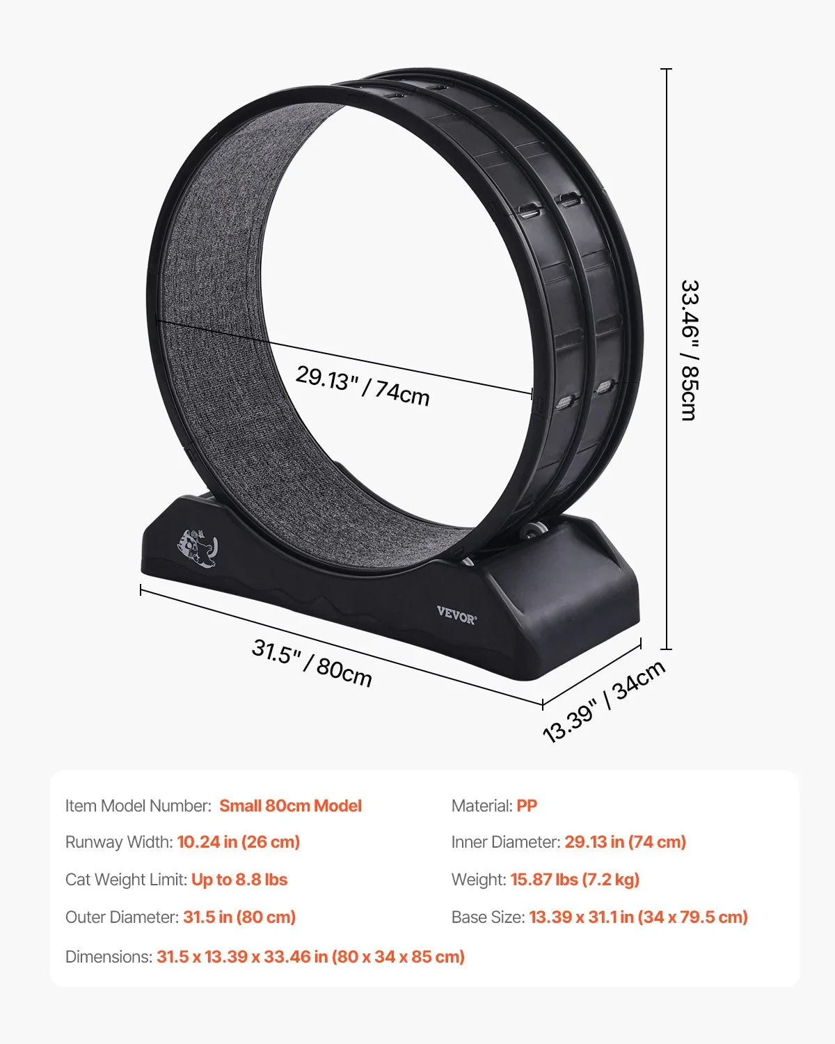 VEVOR 31.5" Cat Exercise Wheel - Large Running Wheel with Brake