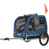 VEVOR Dog Bike Trailer, Supports up to 45 kg, Pet Cart Bicycle Carrier, Easy Folding Frame with Quick Release Wheels, Universal Bicycle Coupler, Reflectors, Flag, Collapsible to Store, Blue/Black
