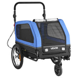 VEVOR Dog Bike Trailer, Supports up to 40 kg, 2-in-1 Pet Stroller Cart Bicycle Carrier for Small & Large Dogs, Easy Folding Frame with Quick Release Wheel, Universal Bicycle Coupler, Internal Leash