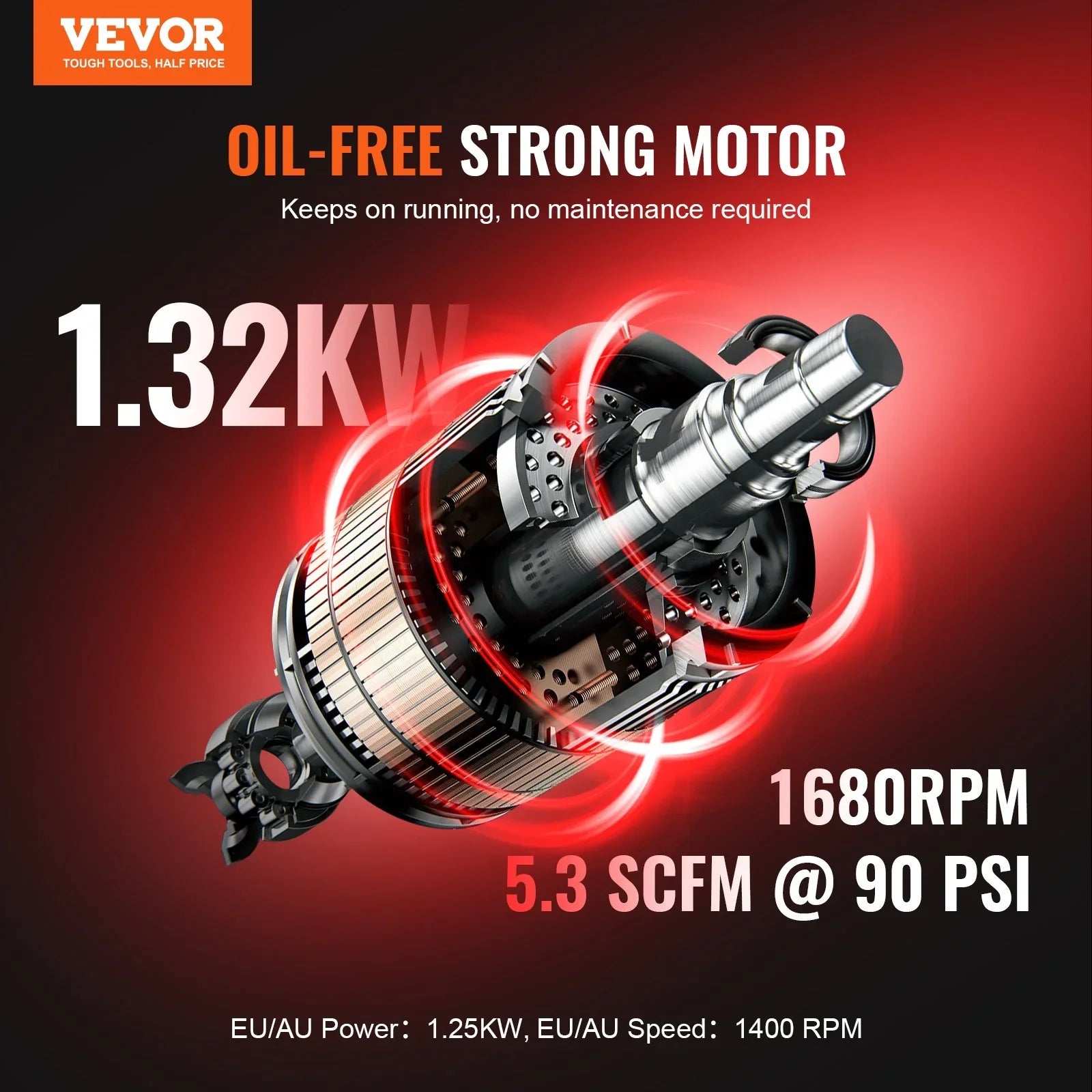 VEVOR 40L Air Compressor Portable Oil-Free 90 PSI Workshop