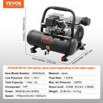 VEVOR 4L Air Compressor Ultra-Compact Portable Oil-Free 7 Bar