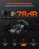 VEVOR 75L Air Compressor Professional Oil-Free 90 PSI Heavy-Duty