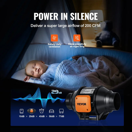 VEVOR Inline Duct Fan, 102mm 129.7 CFM with Variable Speed Controller, Quiet AC-motor Ventilation Exhaust Fan for Cooling Booster, Grow Tents, Hydroponics - Flea Market