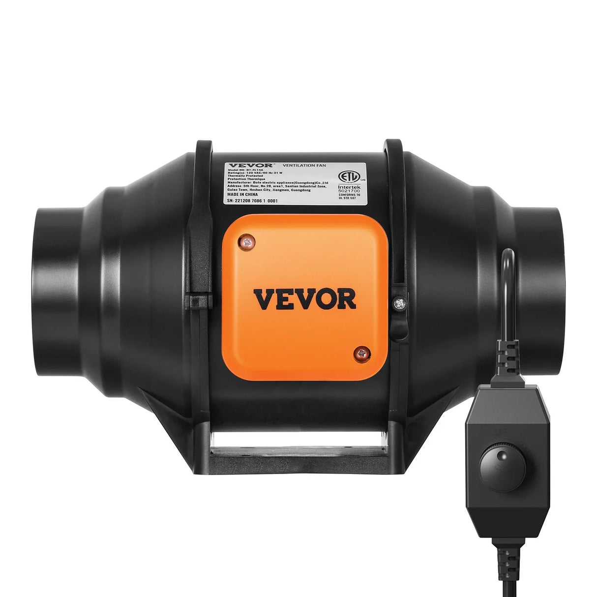 VEVOR Inline Duct Fan, 102mm 129.7 CFM with Variable Speed Controller, Quiet AC-motor Ventilation Exhaust Fan for Cooling Booster, Grow Tents, Hydroponics - Flea Market