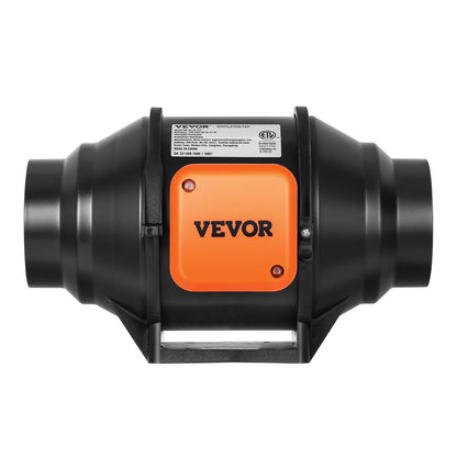 VEVOR Inline Duct Fan, 102mm 129.7 CFM with Variable Speed Controller, Quiet AC-motor Ventilation Exhaust Fan for Cooling Booster, Grow Tents, Hydroponics