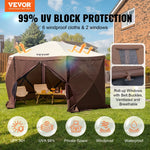 VEVOR Pop Up Gazebo Tent 6 Sided Screen 11.5x11.5ft Mosquito Netting Brown