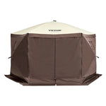 VEVOR Pop Up Gazebo Tent 6 Sided Screen 11.5x11.5ft Mosquito Netting Brown