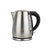 Stainless steel Dolphy electric kettle with black handle and water level indicator on white background