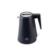 Black Dolphy electric kettle with silver spout and top lid, ergonomic handle isolated