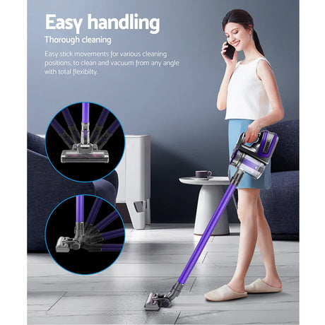 Devanti Stick Vacuum Cleaner Bagless Cordless 150W Purple - Flea Market