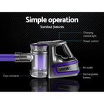 Devanti Stick Vacuum Cleaner Bagless Cordless 150W Purple - Flea Market
