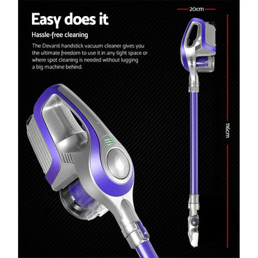 Devanti Stick Vacuum Cleaner Bagless Cordless 150W Purple - Flea Market
