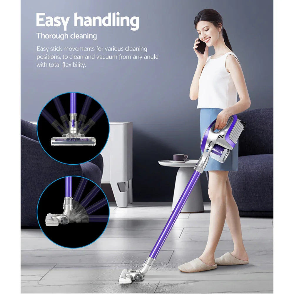 Devanti Stick Vacuum Cleaner Bagless Cordless 150W Purple - Flea Market