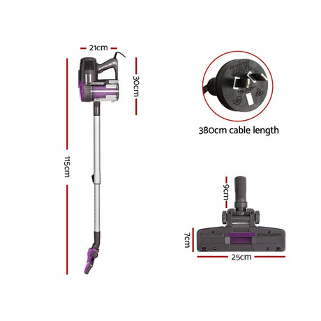 Devanti Stick Vacuum Cleaner Bagless Corded 500W Purple - Flea Market