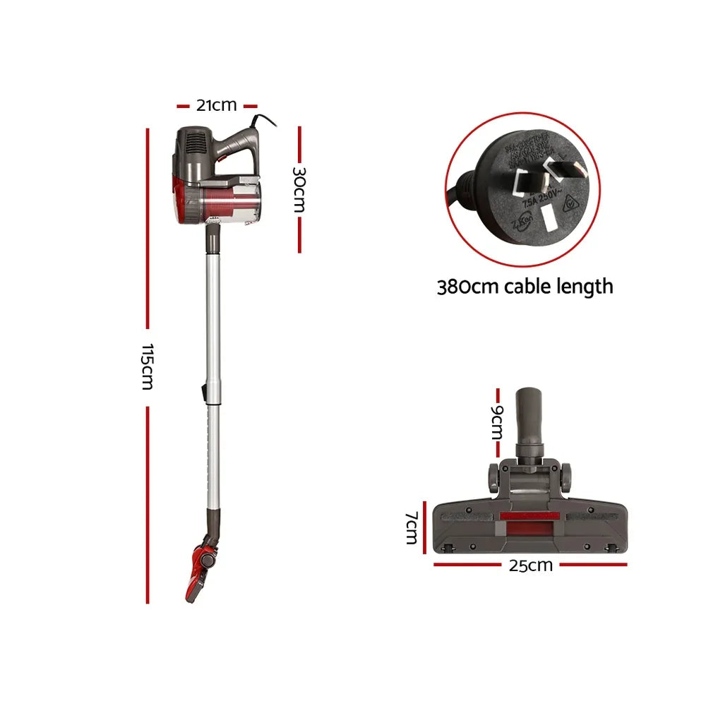 Devanti Stick Vacuum Cleaner Bagless Corded 500W Red - Flea Market