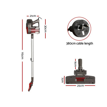 Devanti Stick Vacuum Cleaner Bagless Corded 500W Red - Flea Market