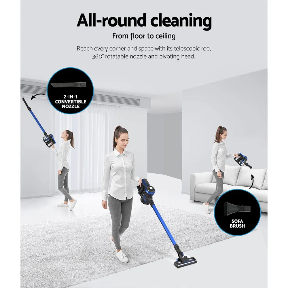 Devanti Stick Vacuum Cleaner Brushless Cordless 250W Blue - Flea Market