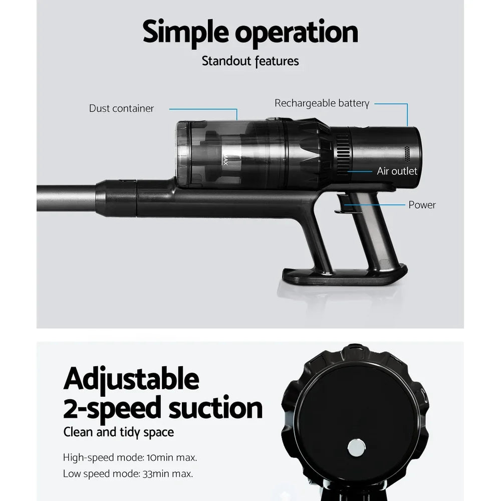 Devanti Stick Vacuum Cleaner Brushless Cordless 350W Grey - Flea Market