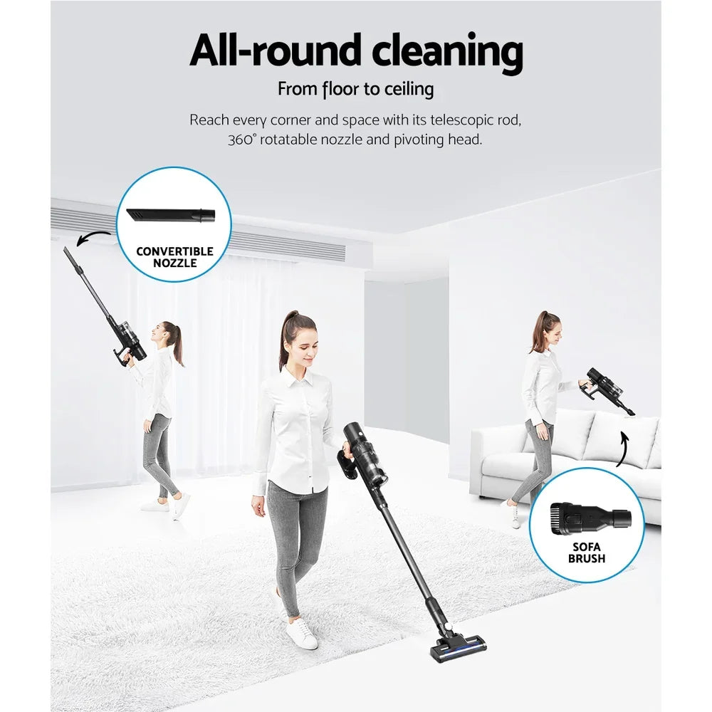 Devanti Stick Vacuum Cleaner Brushless Cordless 350W Grey - Flea Market