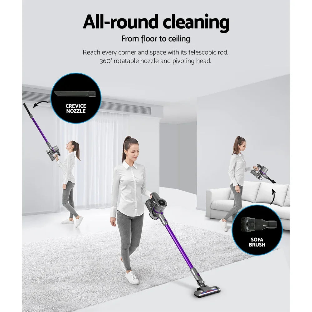 Devanti Stick Vacuum Cleaner Bagless Cordless 120W Purple - Flea Market