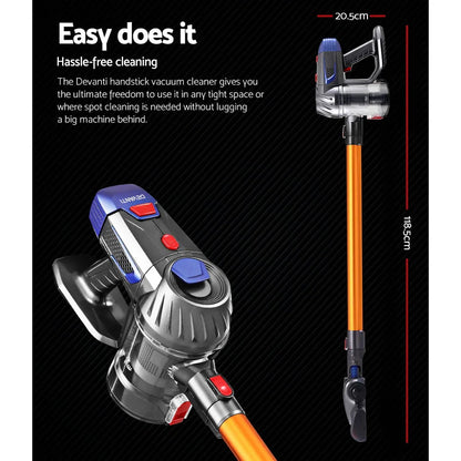Devanti Stick Vacuum Cleaner Bagless Cordless 150W Gold - Flea Market