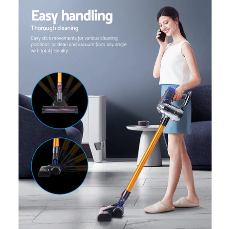 Devanti Stick Vacuum Cleaner Bagless Cordless 150W Gold - Flea Market