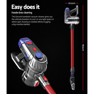 Devanti Stick Vacuum Cleaner Bagless Cordless Red 150W - Flea Market