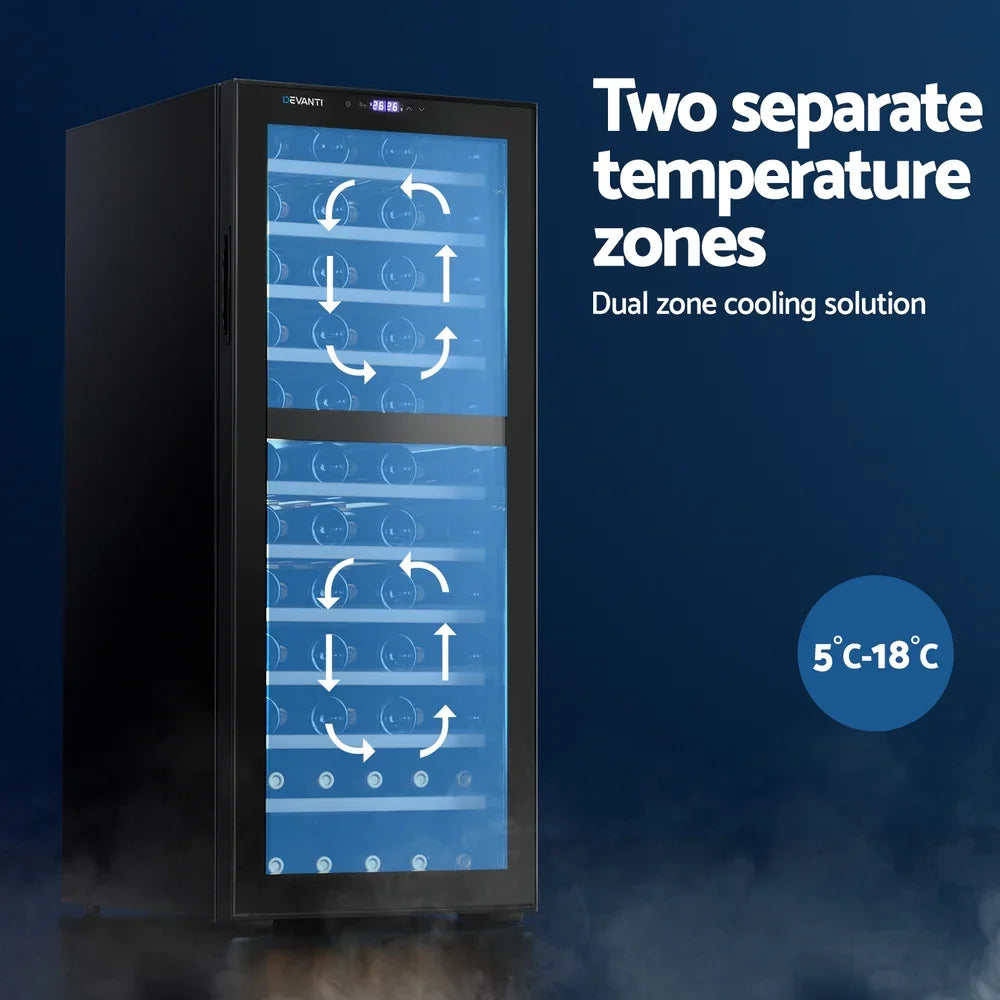 Devanti 80 Bottle Dual Zone Wine Fridge - Black