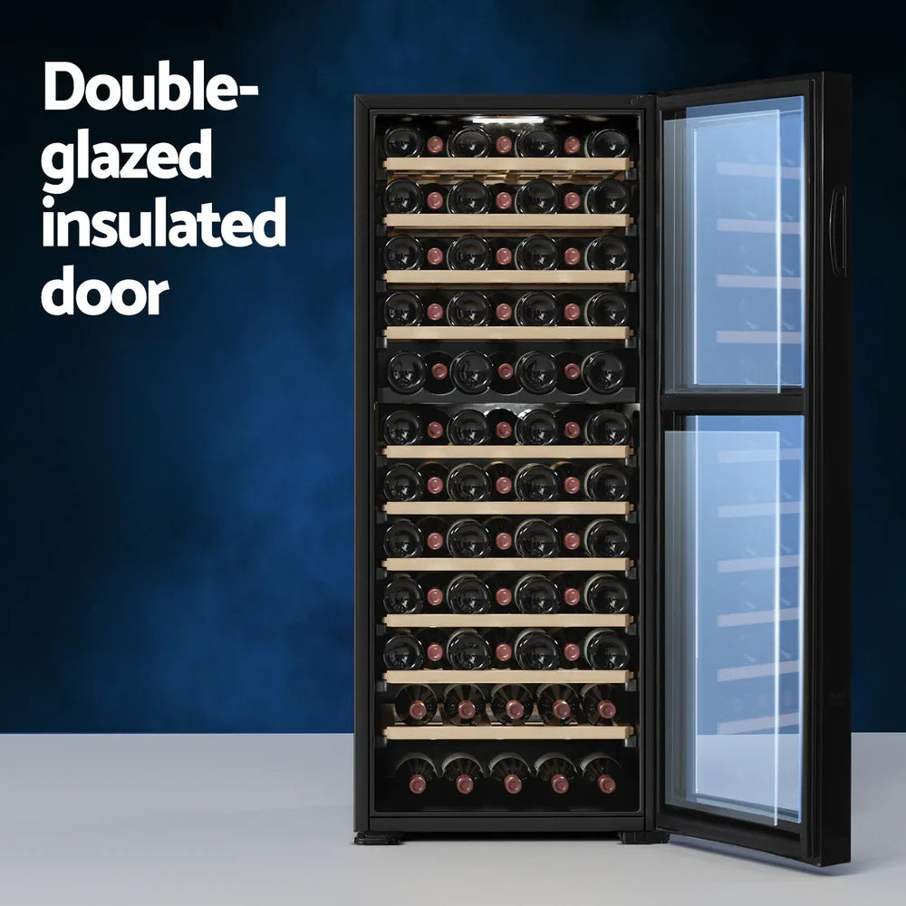 Devanti 80 Bottle Dual Zone Wine Fridge - Black