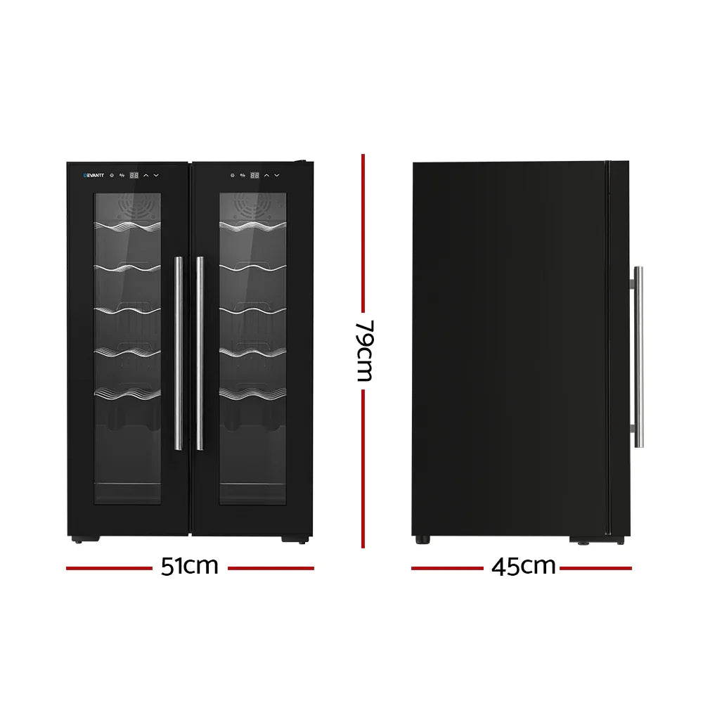 Devanti 24 Bottle Dual Zone Wine Fridge - Black
