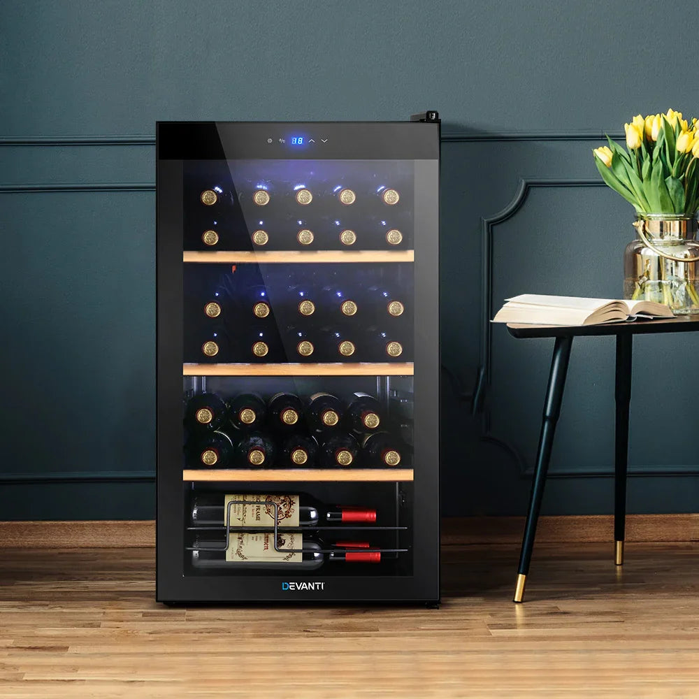Devanti 34 Bottle Wine Fridge - Black