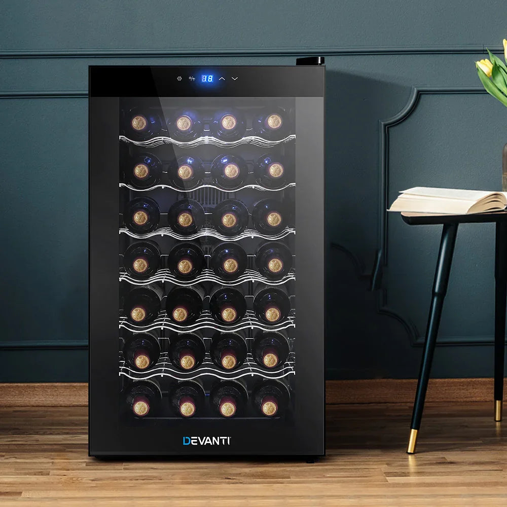 Devanti 28 Bottle Wine Fridge - Black