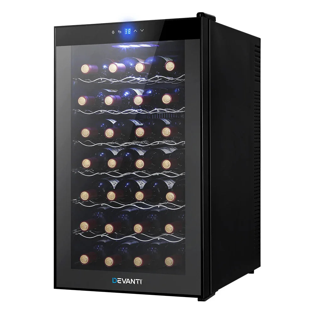 Devanti 28 Bottle Wine Fridge - Black