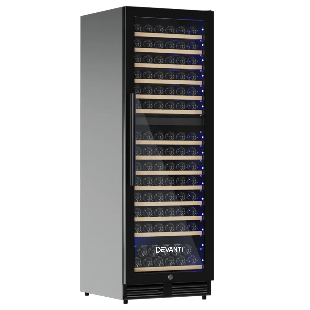 Devanti 154 Bottle Dual Zone Wine Fridge - Black